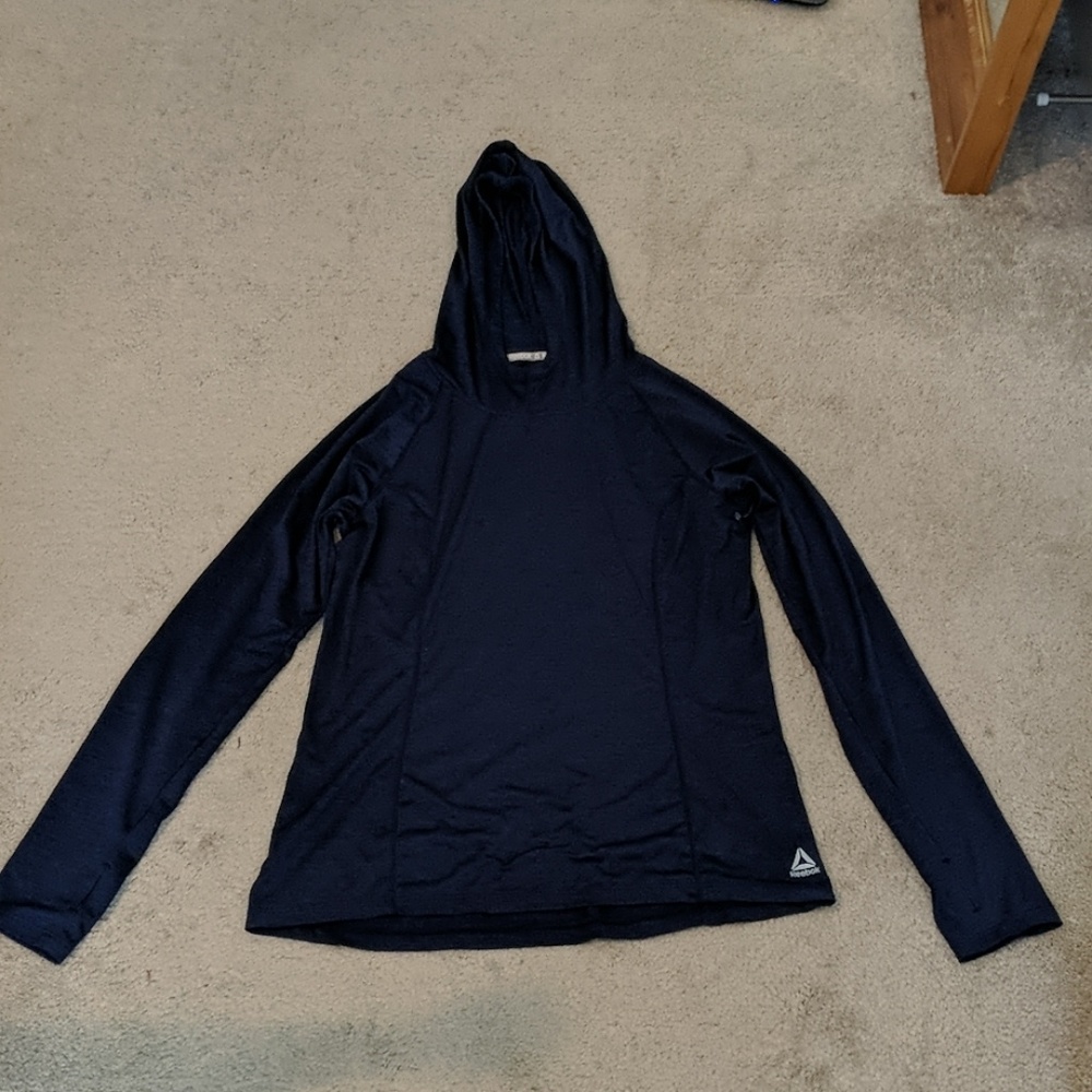 Women's Reebok Navy Hooded Running Shirt